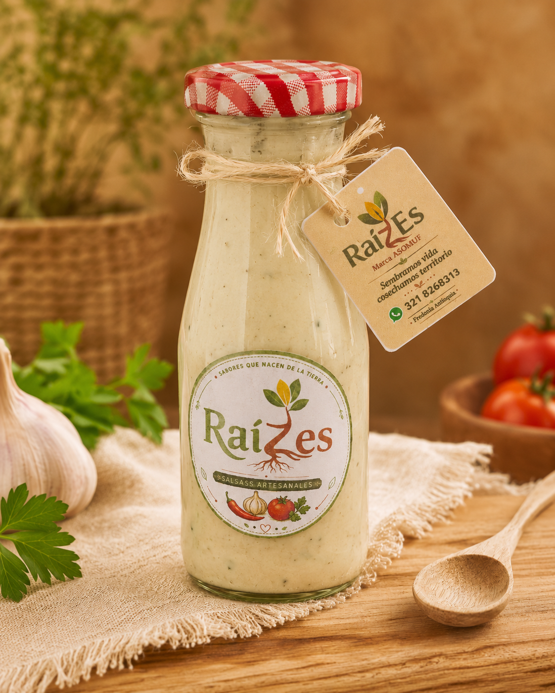 Salsa artesanal envasada por Raíz Es